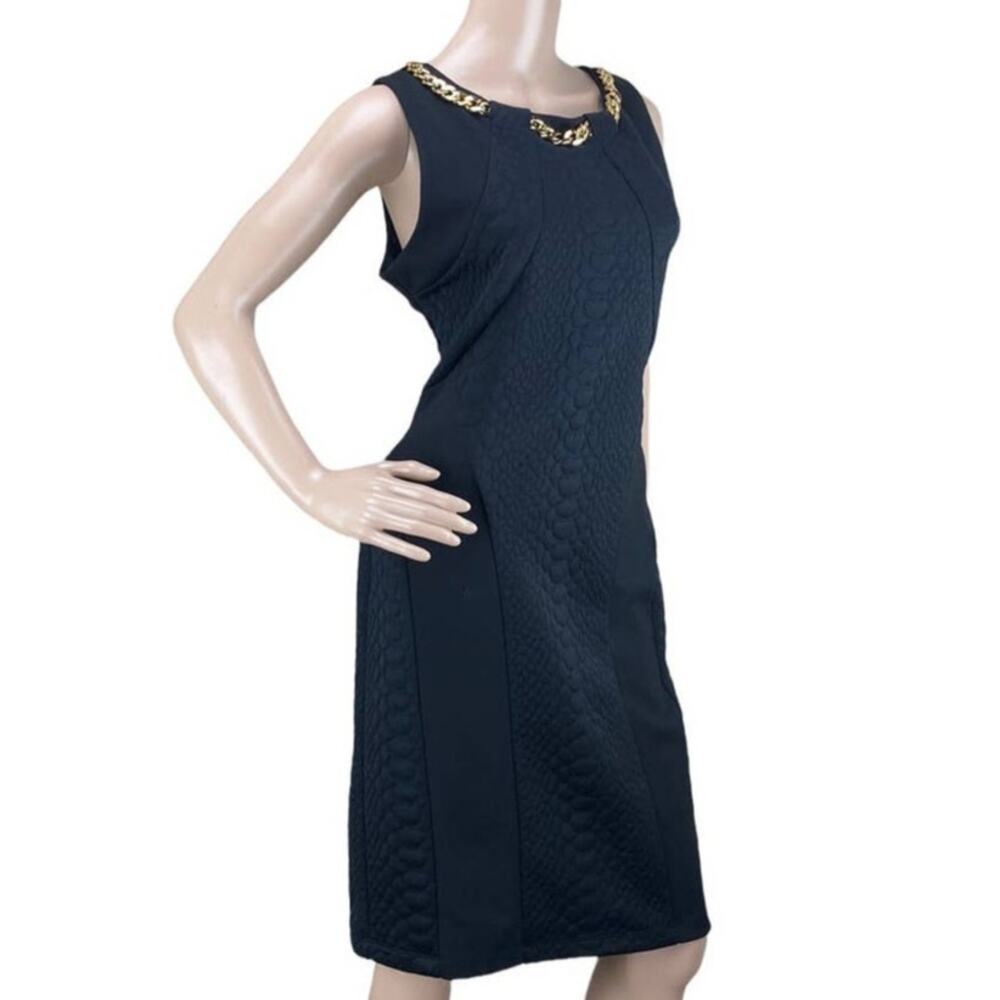 JM Studio John Meyer Black Gold Chain Sheath Dress 10